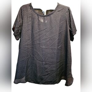 Ava & Viv Black Leopard Print Top. Sz 2X